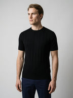 Ribbed Crew Neck Tee Slim Fit Vertical Knit – Waldo