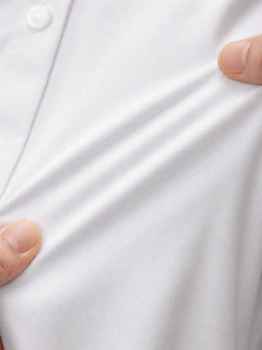 Shirt Shop Stand Collar Button-Up Long Sleeve Polyester Stretch – Marvo