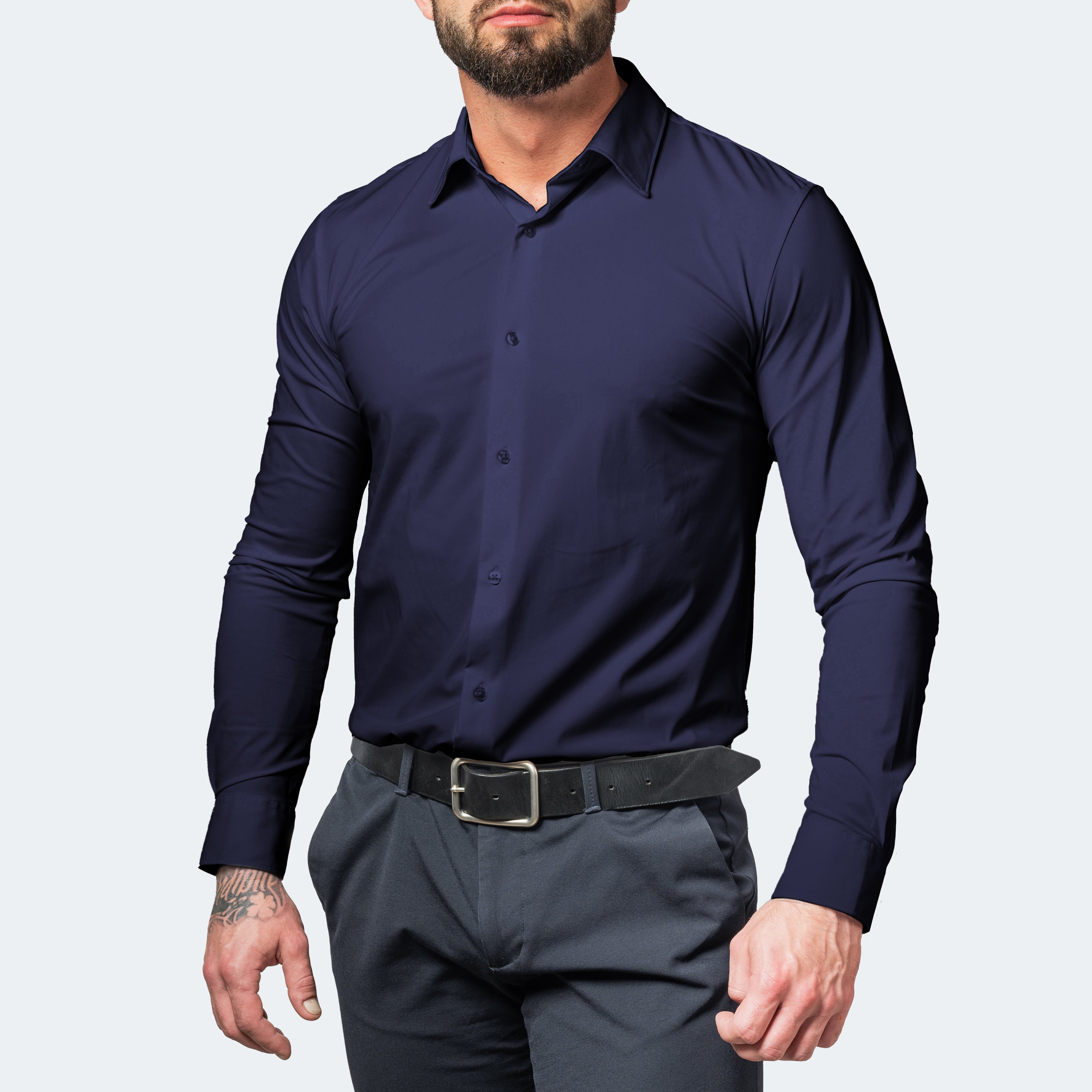 Stretch Dress Shirt Shop – Wrinkle-Free Slim Fit Long Sleeve – Falco