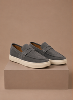 Close-up suede penny loafer slip-on in brown – TARLANO