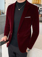 Velvet lapel suit jacket in black – TARLANO