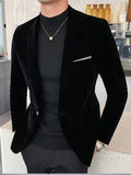 Suit Jacket Mens Velvet Lapel Single-Breasted Polyester – Alvon