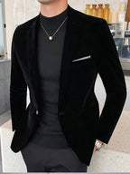 Suit Jacket Mens Velvet Lapel Single-Breasted Polyester – Alvon