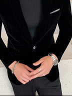 Suit Jacket Mens Velvet Lapel Single-Breasted Polyester – Alvon