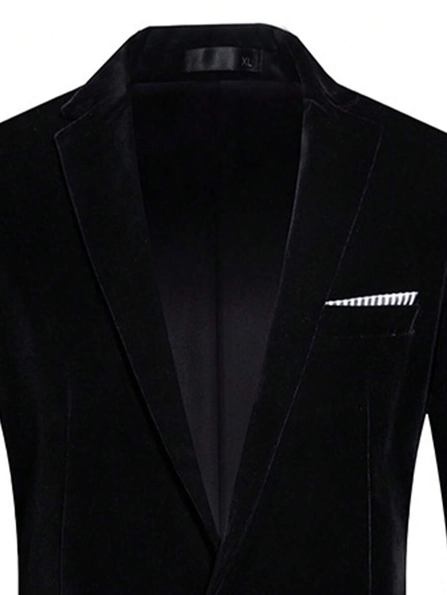 Suit Jacket Mens Velvet Lapel Single-Breasted Polyester – Alvon