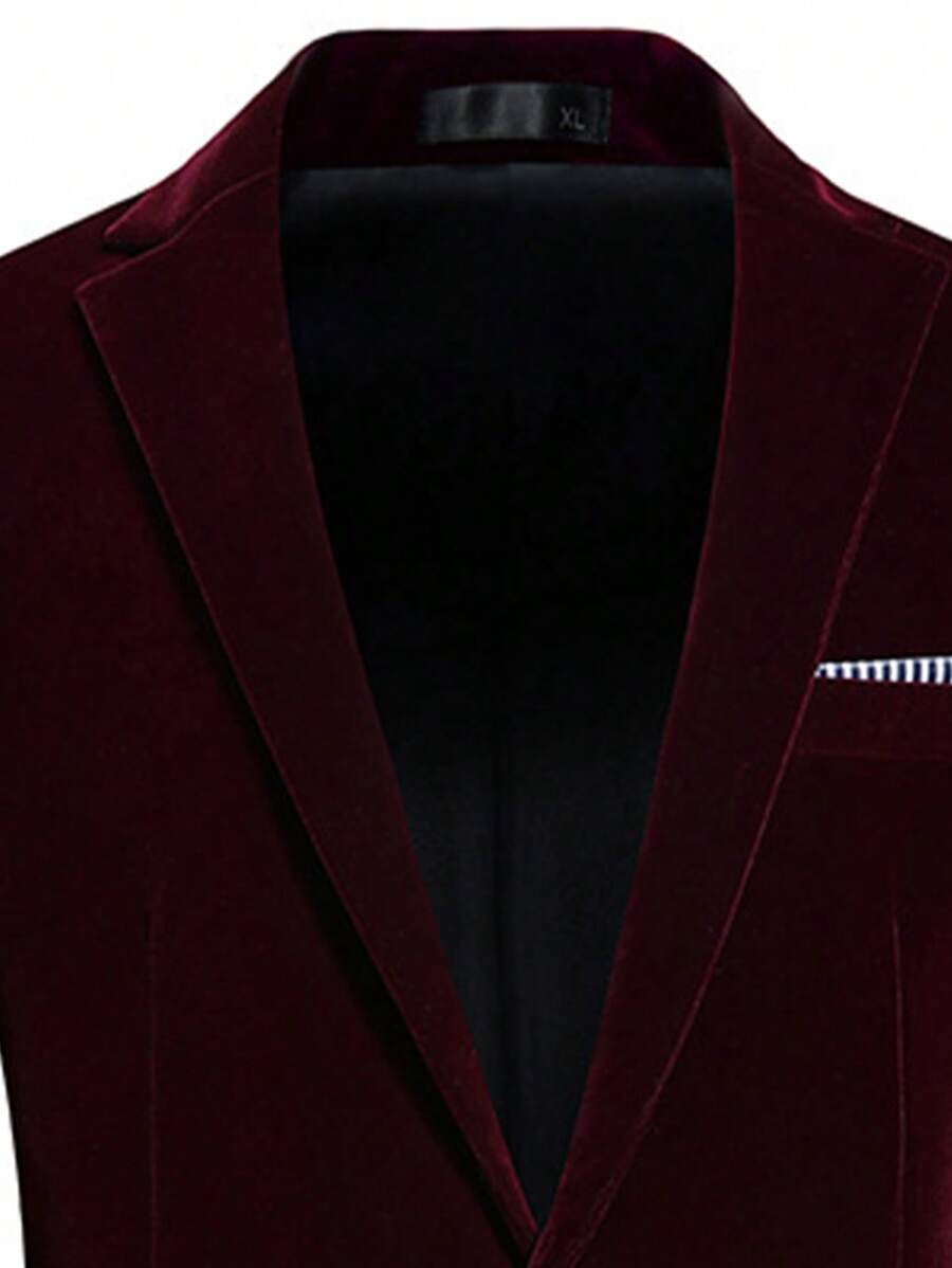 Suit Jacket Mens Velvet Lapel Single-Breasted Polyester – Alvon