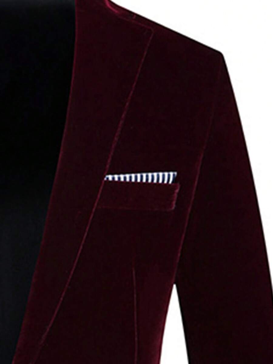 Suit Jacket Mens Velvet Lapel Single-Breasted Polyester – Alvon