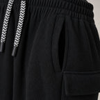 Cargo Pants Stretch Waist Multi-Pocket Black – Fabric and Detail Close-Up