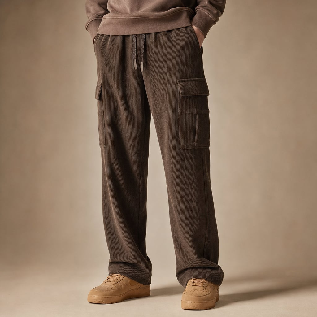 Cargo Pants Stretch Waist Multi-Pocket Brown – Product Photo