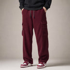 Cargo Pants Stretch Waist Multi-Pocket Burgundy – Product Photo