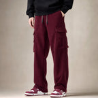 Cargo Pants Stretch Waist Multi-Pocket in Burgundy – Tarlano Premium Menswear