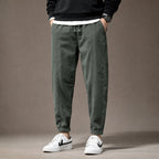 Tapered Cargo Pants Drawstring Waist Relaxed Fit in Army Green – Tarlano Premium Menswear
