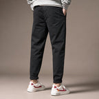 Tapered Cargo Pants Drawstring Waist Relaxed Fit Black – Full Look