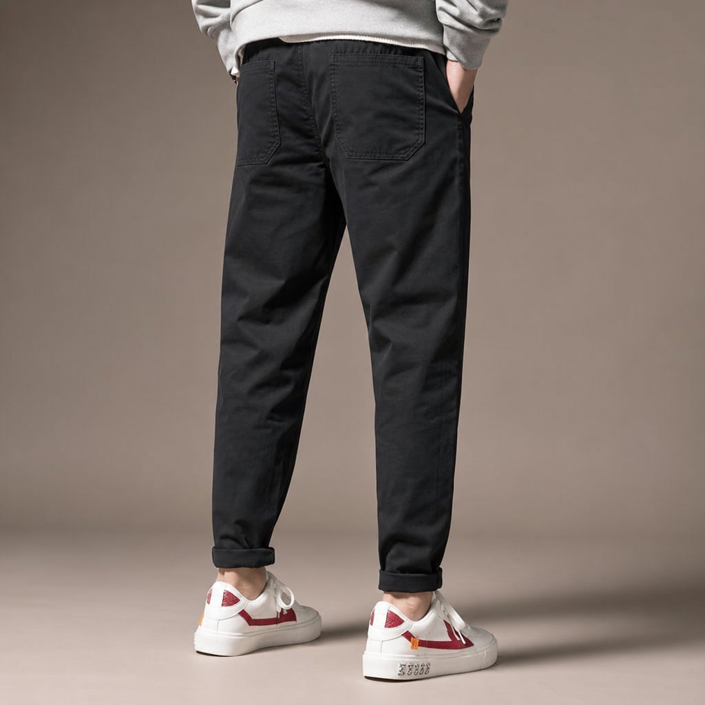 Tapered Cargo Pants Drawstring Waist Relaxed Fit Black – Full Look
