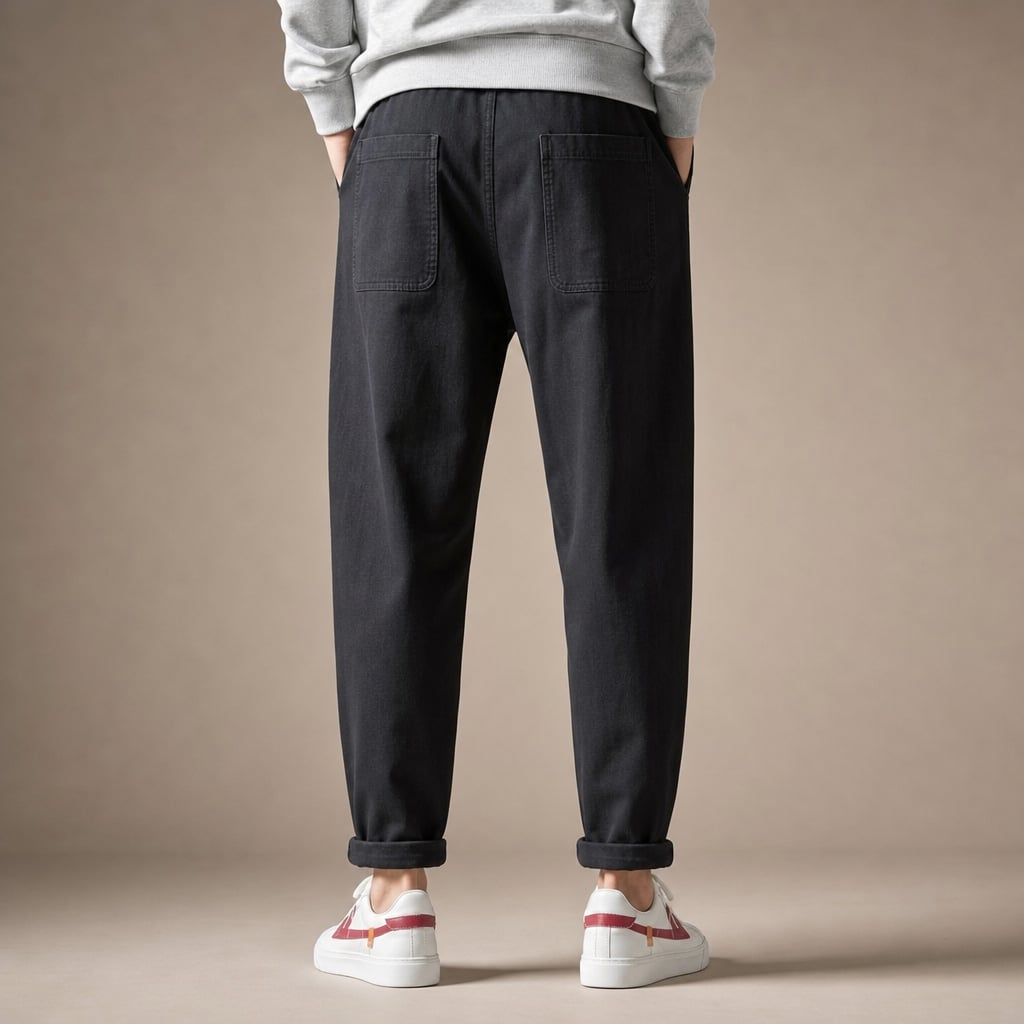 Tapered Cargo Pants Drawstring Waist Relaxed Fit Black – Full Look