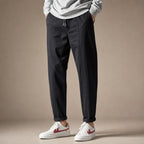 Tapered Cargo Pants Drawstring Waist Relaxed Fit Black – Product Photo
