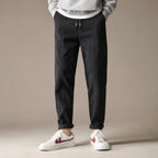 Tapered Cargo Pants Drawstring Waist Relaxed Fit in Black – Tarlano Premium Menswear
