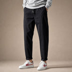 Tapered Cargo Pants Drawstring Waist Relaxed Fit in Black – Tarlano Premium Menswear