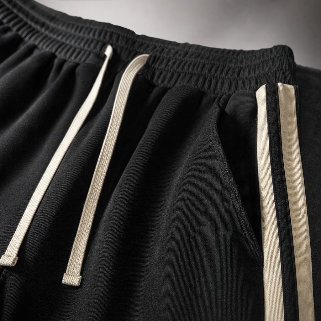 Wide Leg Cargo Pants Corduroy Relaxed Fit Black – Fabric and Detail Close-Up