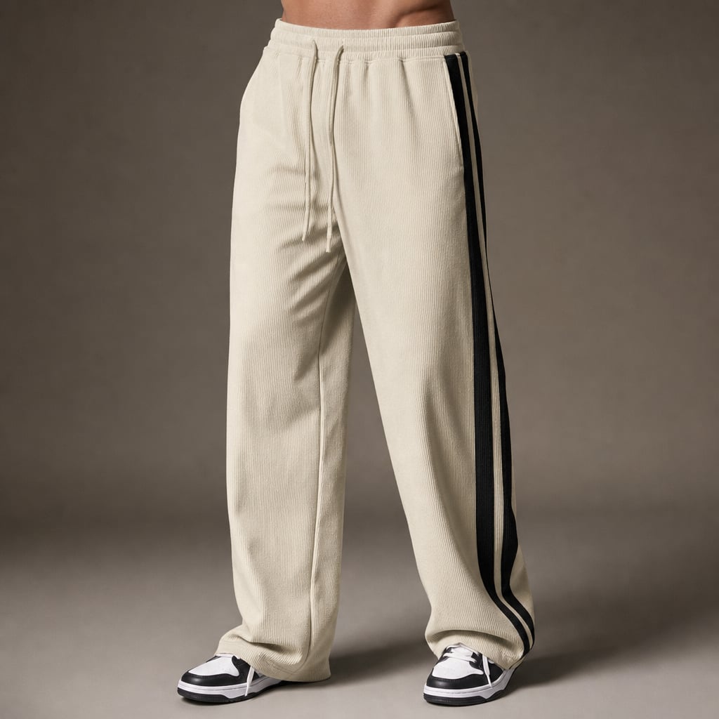 Wide Leg Cargo Pants Corduroy Relaxed Fit Cream – Product Photo