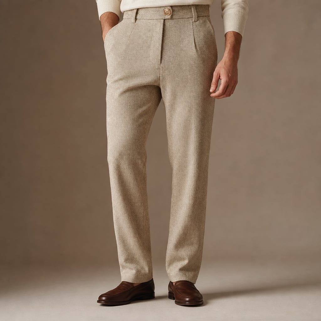 Chino Pants Slim Fit Stretch Woven Beige – Product Photo