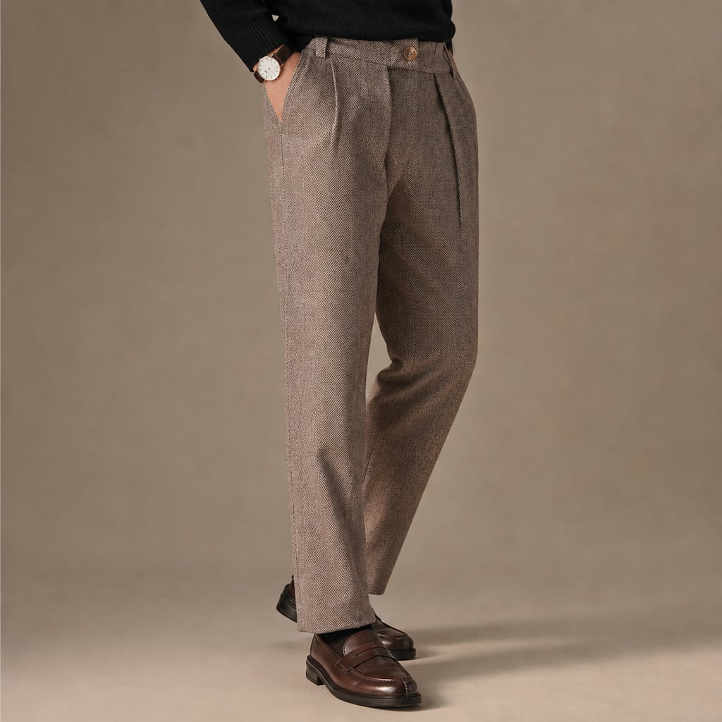 Chino Pants Slim Fit Stretch Woven Brown – Side Angle View