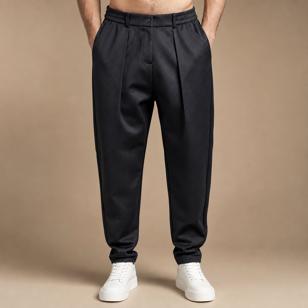 Chino Pants Mélange Stretch Business Casual Black – Product Photo