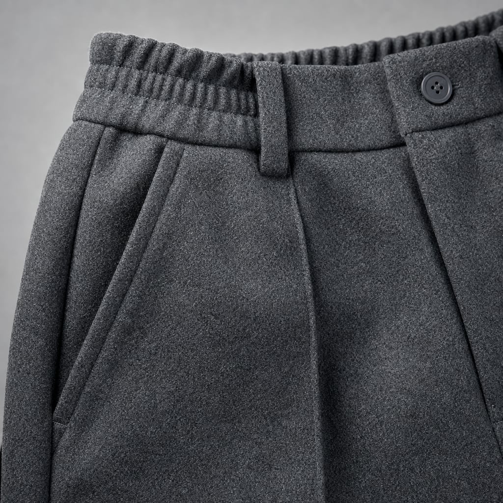 Chino Pants Mélange Stretch Business Casual Gray – Fabric and Detail Close-Up