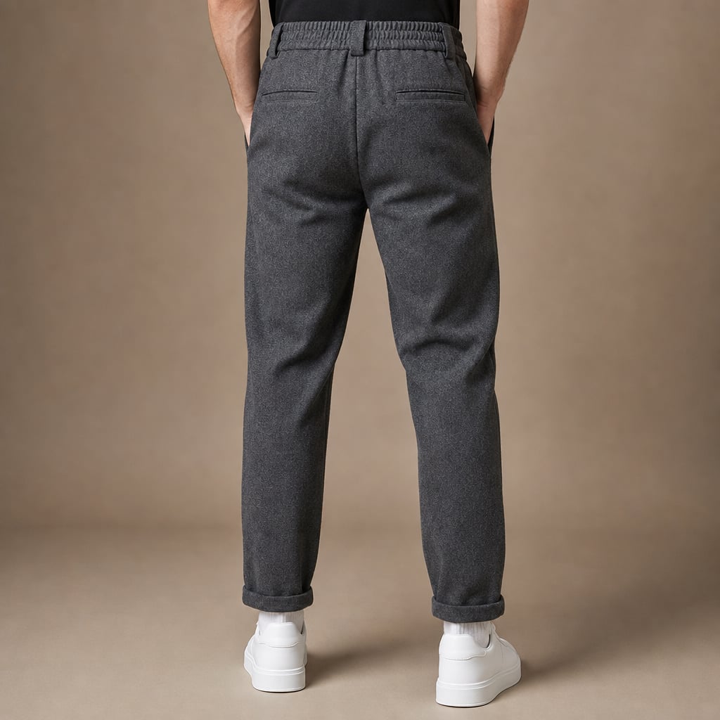 Chino Pants Mélange Stretch Business Casual Gray – Full Look