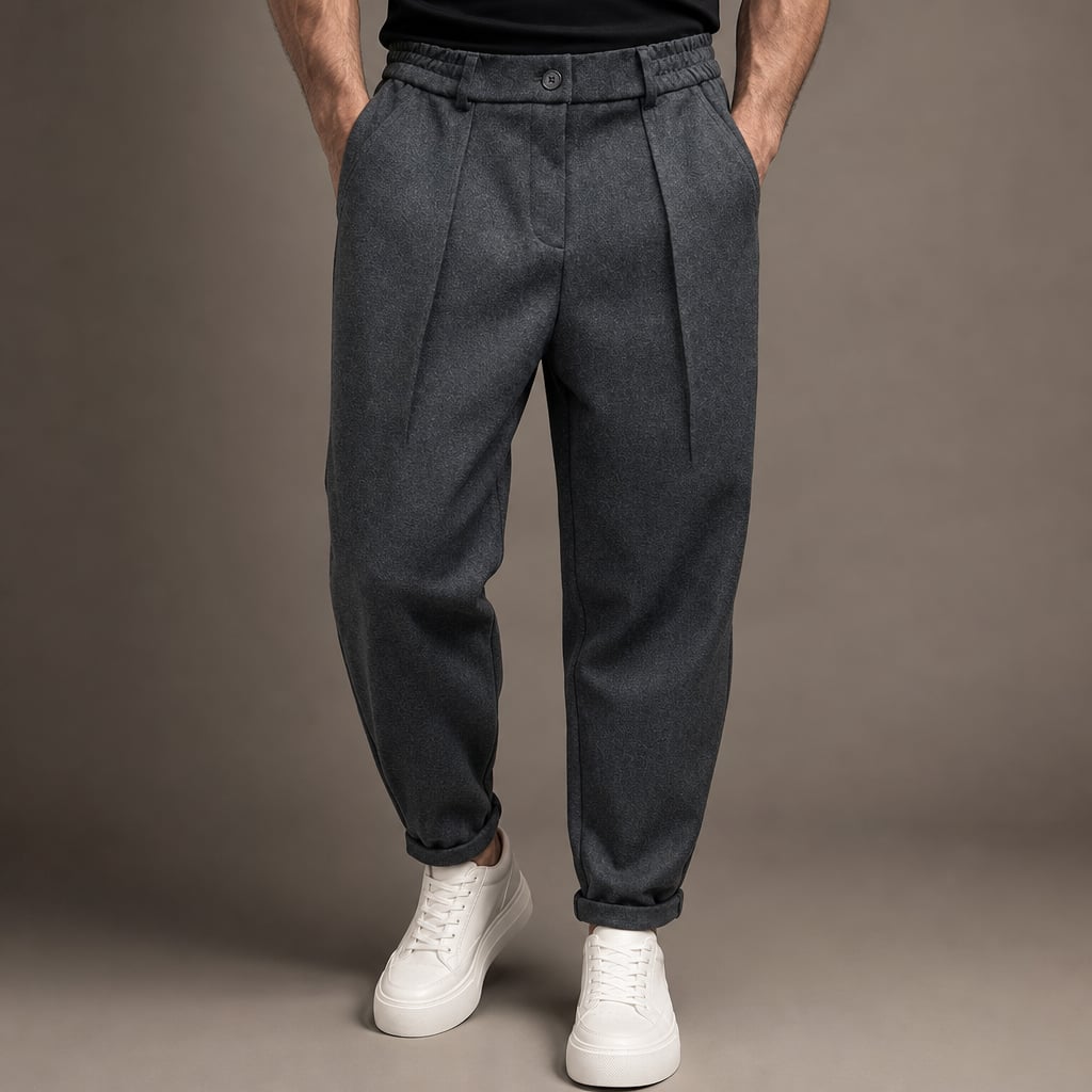 Chino Pants Mélange Stretch Business Casual Gray – Product Photo