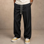 Cargo Pants Wide Leg Cotton Drawstring Waist in Black – Tarlano Premium Menswear
