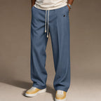 Cargo Pants Wide Leg Cotton Drawstring Waist in Blue – Tarlano Premium Menswear