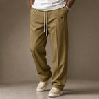 Cargo Pants Wide Leg Cotton Drawstring Waist Khaki – Product Photo
