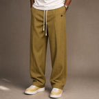 Cargo Pants Wide Leg Cotton Drawstring Waist in Khaki – Tarlano Premium Menswear