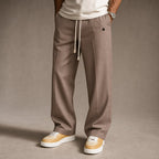 Cargo Pants Wide Leg Cotton Drawstring Waist Light Brown – Product Photo
