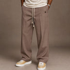 Cargo Pants Wide Leg Cotton Drawstring Waist in Light Brown – Tarlano Premium Menswear