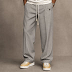 Cargo Pants Wide Leg Cotton Drawstring Waist Light Gray – Product Photo