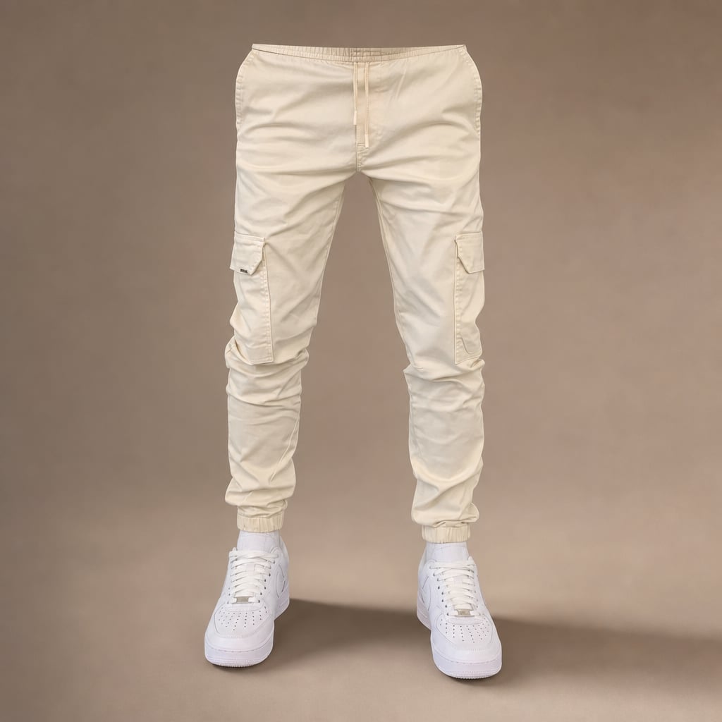 Cargo Pants Cotton Blend Jogger Drawstring Waist in Beige – Tarlano Premium Menswear