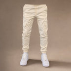Cargo Pants Cotton Blend Jogger Drawstring Waist in Beige – Tarlano Premium Menswear