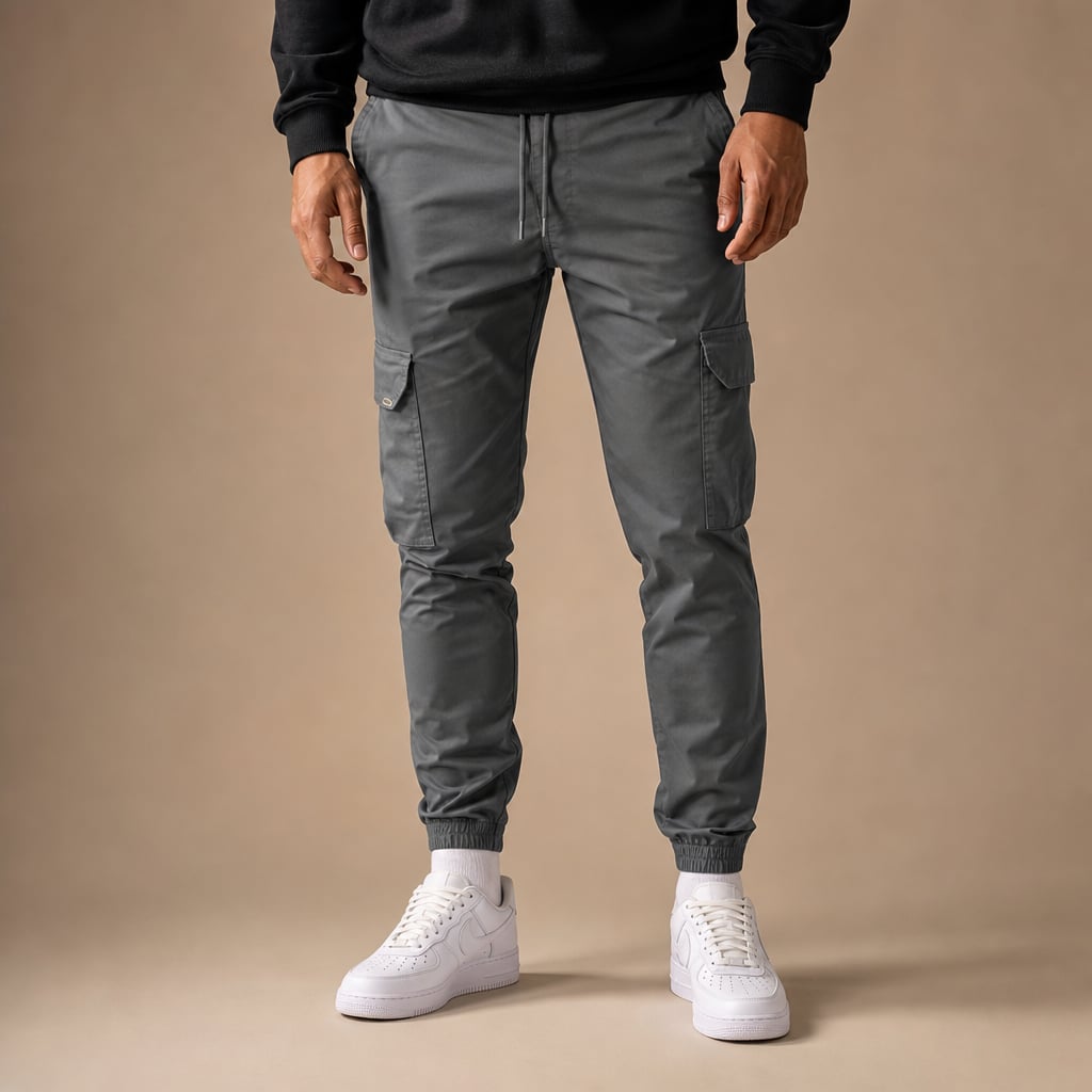 Cargo Pants Cotton Blend Jogger Drawstring Waist in Dark Gray – Tarlano Premium Menswear