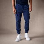 Cargo Pants Cotton Blend Jogger Drawstring Waist in Navy Blue – Tarlano Premium Menswear