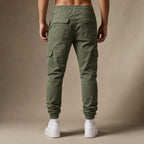 Cargo Pants Cotton Blend Jogger Drawstring Waist Olive Green – Full Look