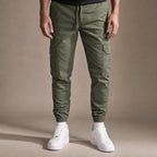 Cargo Pants Cotton Blend Jogger Drawstring Waist in Olive Green – Tarlano Premium Menswear