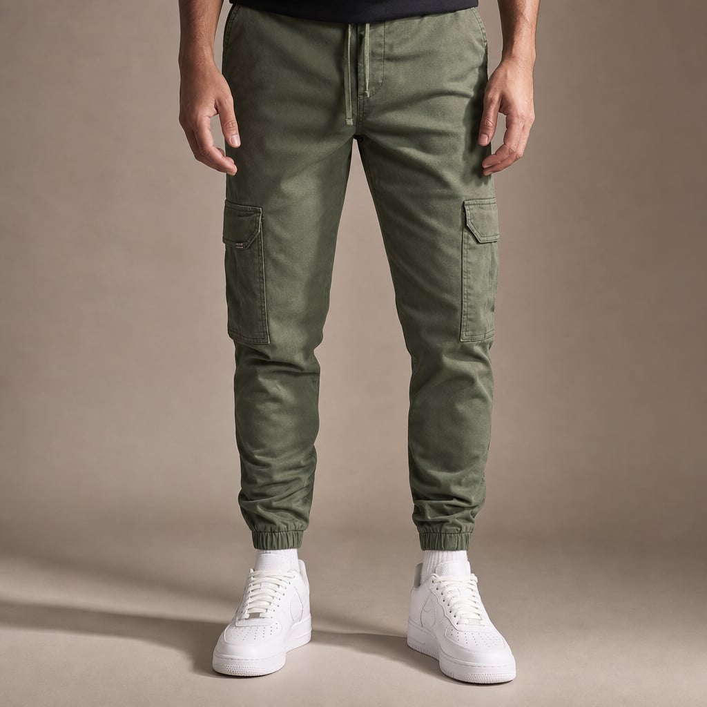 Cargo Pants Cotton Blend Jogger Drawstring Waist in Olive Green – Tarlano Premium Menswear