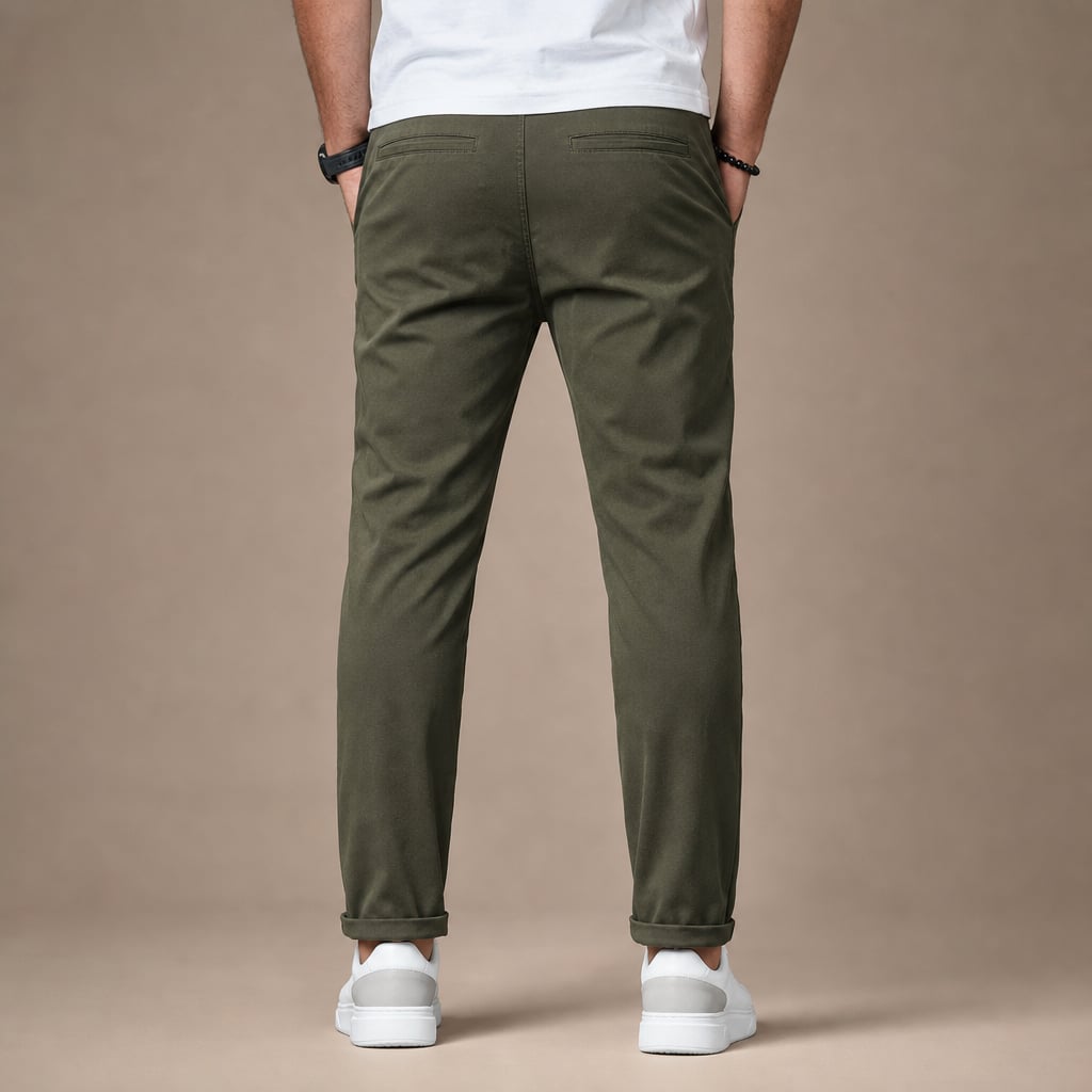 Chino Pants Slim Fit Stretch Army Green – Full Look