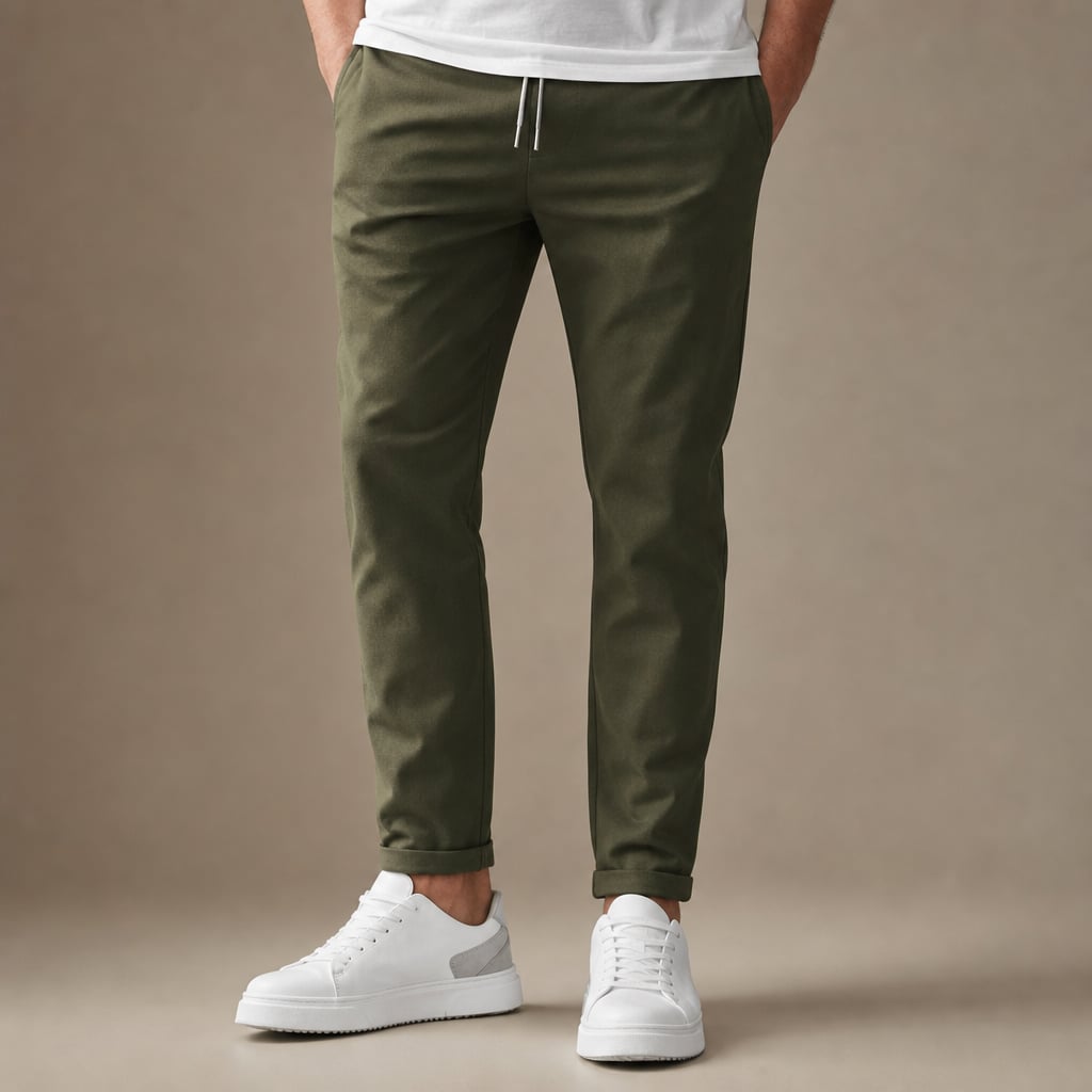 Chino Pants Slim Fit Stretch Army Green – Product Photo