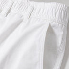 Wide Leg Cargo Pants Drawstring Relaxed Fit White – Fabric and Detail Close-Up