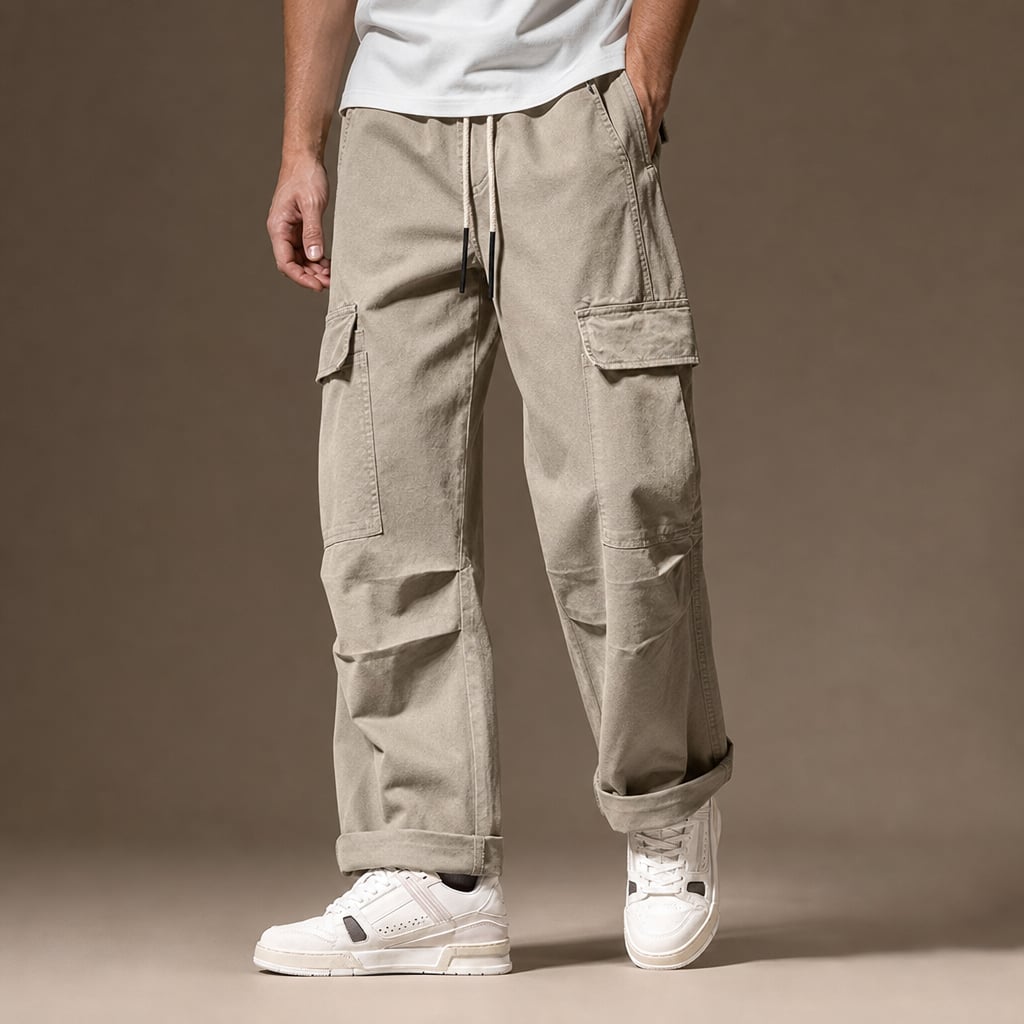Cargo Pants Wide Leg Relaxed Fit Taupe – Product Photo