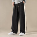 Wide Leg Sweatpants Side Stripe Relaxed Fit Black – Product Photo