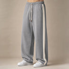 Wide Leg Sweatpants Side Stripe Relaxed Fit Gray – Product Photo
